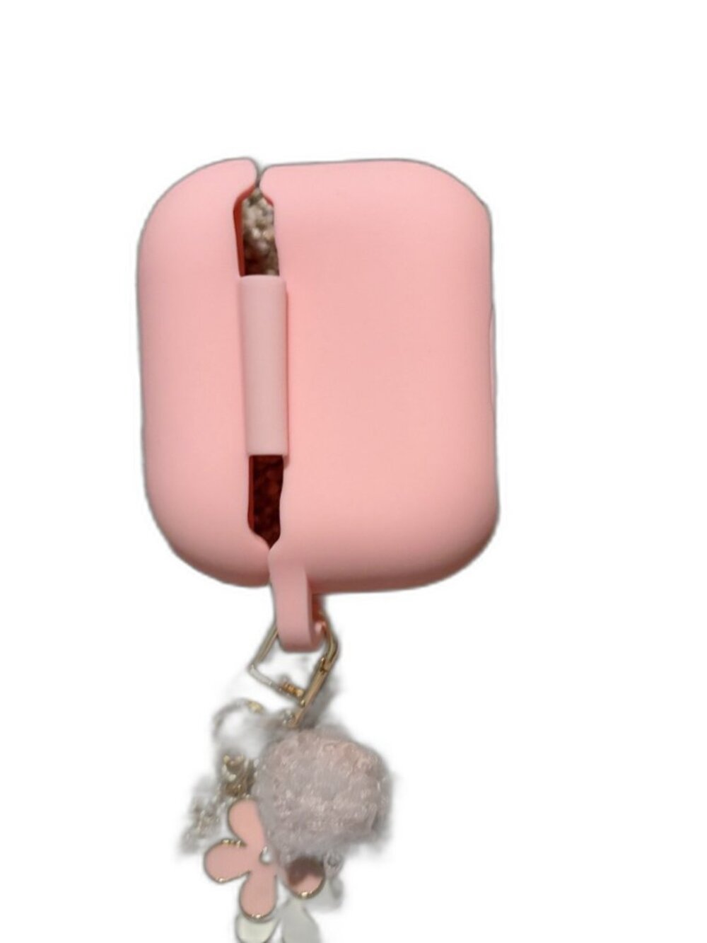 AirPods Pro Case Pink Silicone Cover Flower Charm Keychain & Cleaner Kit